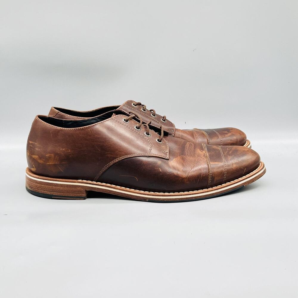 Helm Shoes Mens 13 Brown Leather Bradley Cap Toe Derby Oxford Dress Casual